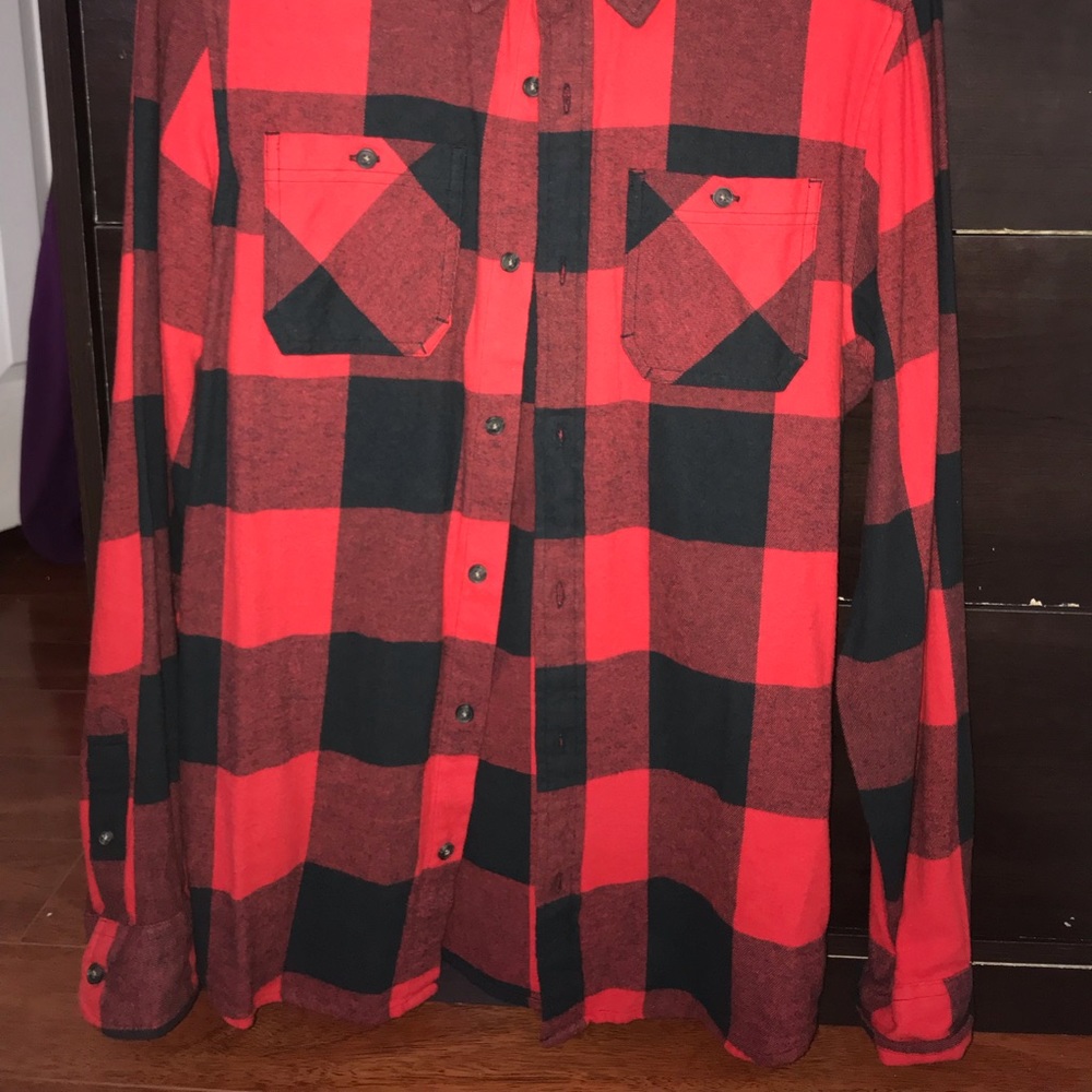 Red and black urban pipeline flannel
